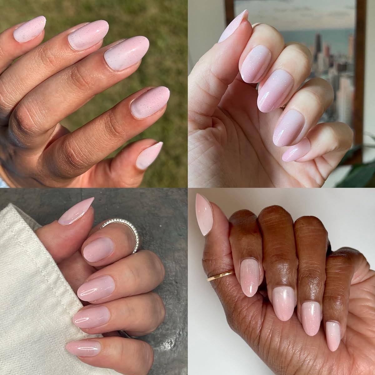 imageOlive ampamp June Mani Minimalist Instant PressOn Nails Glue Medium Oval 42 Fake Nails 21 Sizes NonToxic LongLasting BarelyThere Look SalonQuality at Home Rose Gradient ShimmerRose Gradient Shimmer
