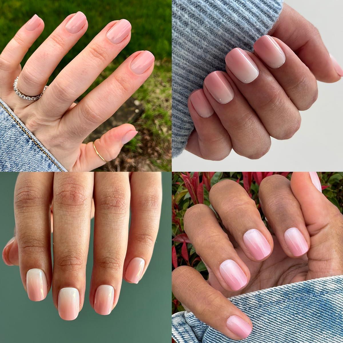 imageOlive ampamp June Mani Minimalist Instant PressOn Nails Glue Medium Oval 42 Fake Nails 21 Sizes NonToxic LongLasting BarelyThere Look SalonQuality at Home Rose Gradient ShimmerHZ Syrup Gradient