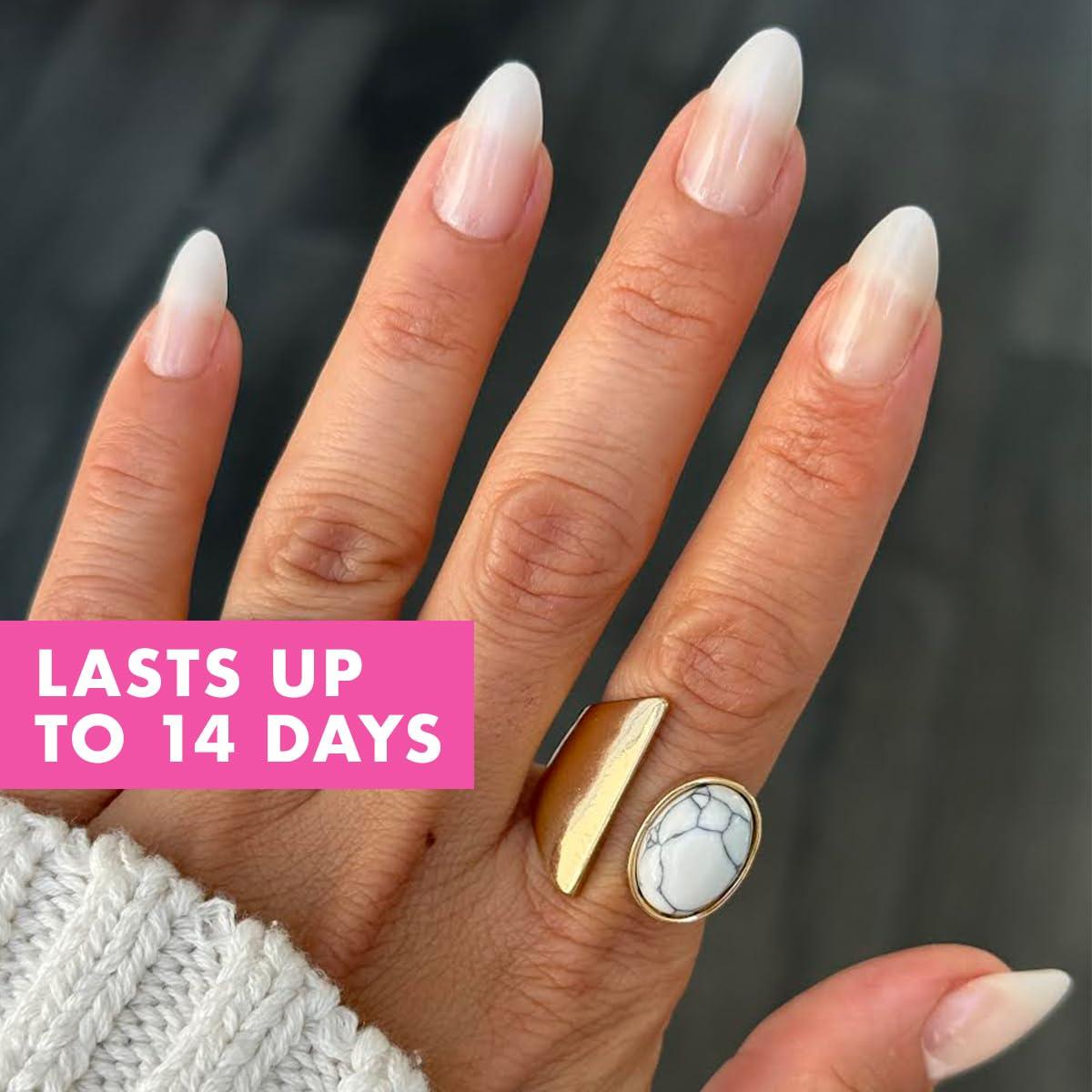 imageOlive ampamp June Mani Minimalist Instant PressOn Nails Glue Medium Oval 42 Fake Nails 21 Sizes NonToxic LongLasting BarelyThere Look SalonQuality at Home Rose Gradient ShimmerPure White Syrup Gradient