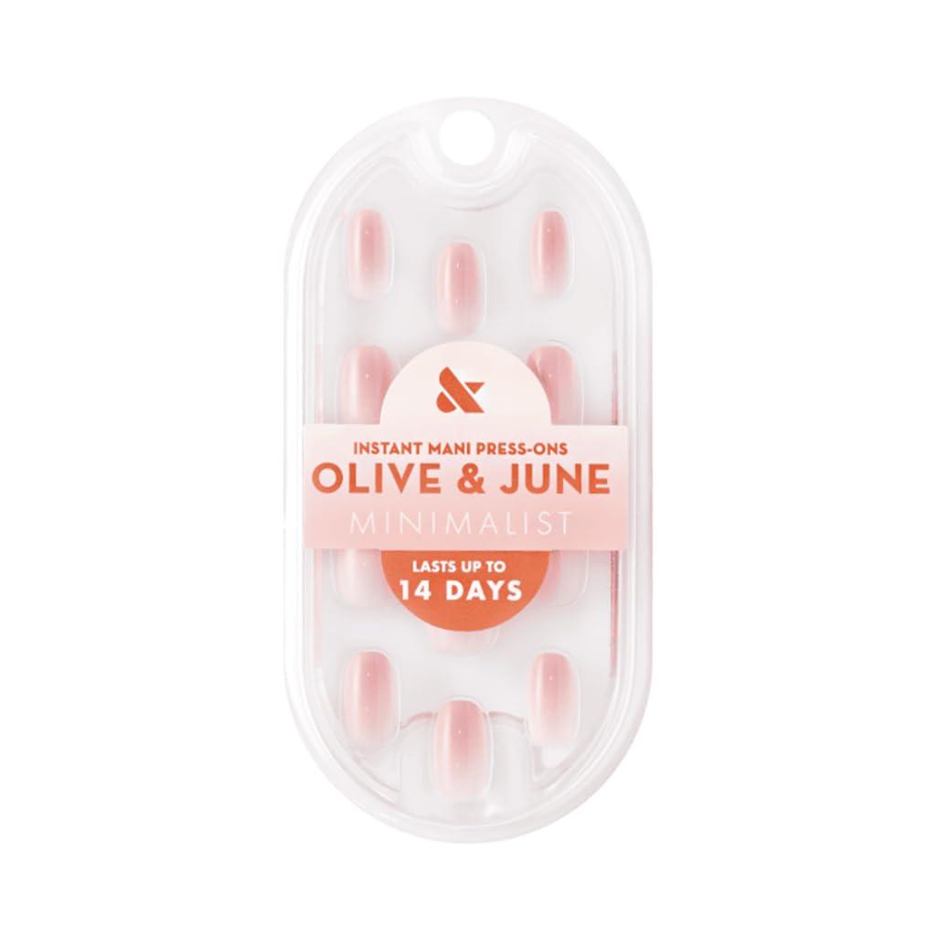 imageOlive ampamp June Mani Minimalist Instant PressOn Nails Glue Medium Oval 42 Fake Nails 21 Sizes NonToxic LongLasting BarelyThere Look SalonQuality at Home Rose Gradient ShimmerRose Syrup Gradient