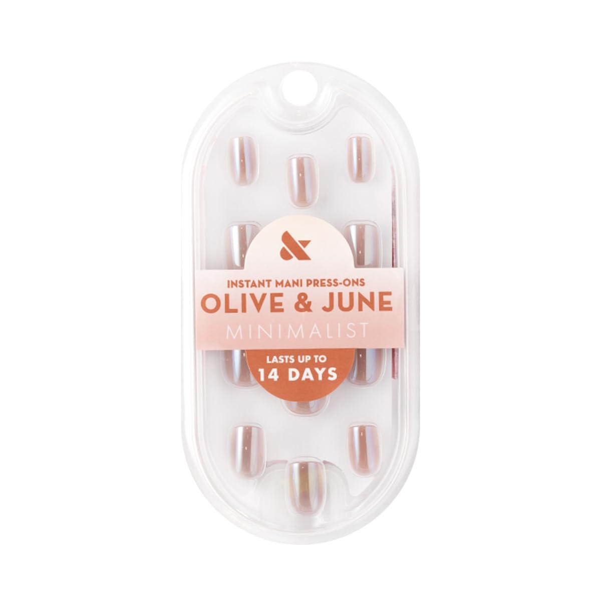 imageOlive ampamp June Mani Minimalist Instant PressOn Nails Glue Medium Oval 42 Fake Nails 21 Sizes NonToxic LongLasting BarelyThere Look SalonQuality at Home Rose Gradient ShimmerTaupe Jelly Chrome
