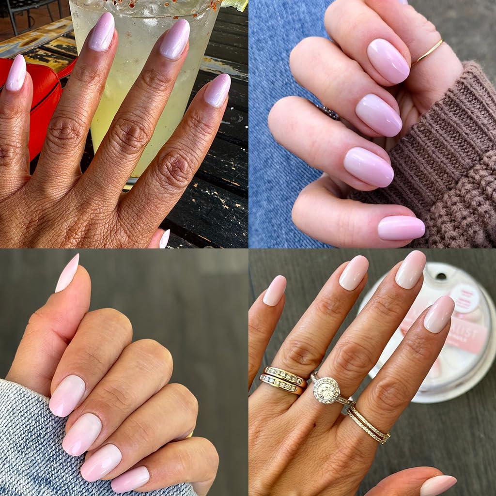 imageOlive ampamp June Mani Minimalist Instant PressOn Nails Glue Medium Oval 42 Fake Nails 21 Sizes NonToxic LongLasting BarelyThere Look SalonQuality at Home Rose Gradient ShimmerRose Syrup Gradient