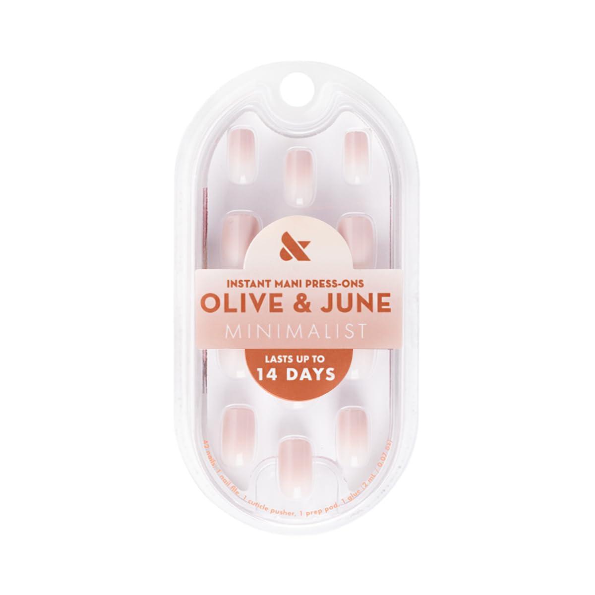 imageOlive ampamp June Mani Minimalist Instant PressOn Nails Glue Medium Oval 42 Fake Nails 21 Sizes NonToxic LongLasting BarelyThere Look SalonQuality at Home Rose Gradient ShimmerCDJ Syrup Gradient