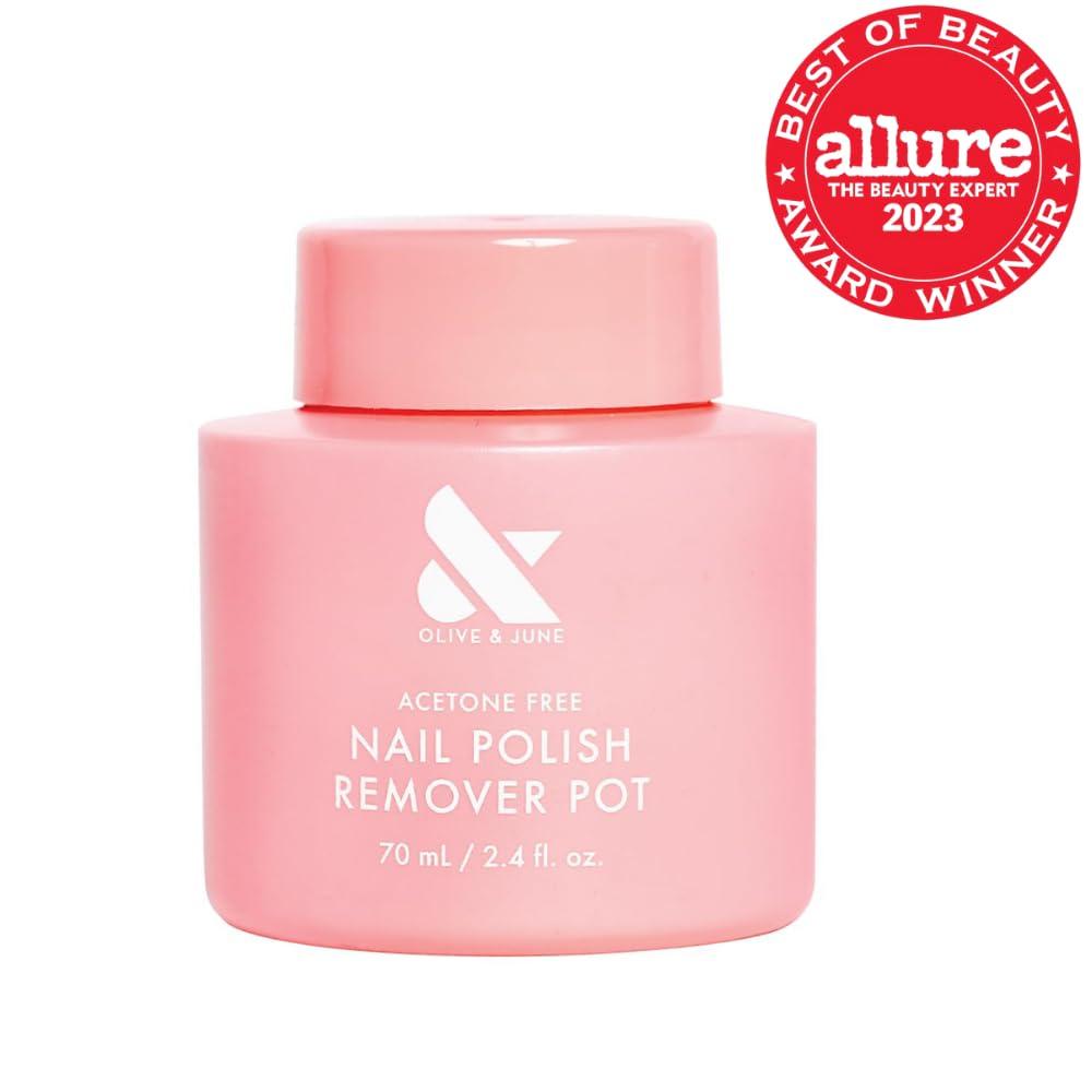 imageOlive ampamp June Polish Remover Pot AcetoneFree Nail Polish Remover with Sponge Lid for Mani Pedi NoMess Gentle ampamp Effective Formula Non Acetone Vegan ampamp CrueltyFree 70mL