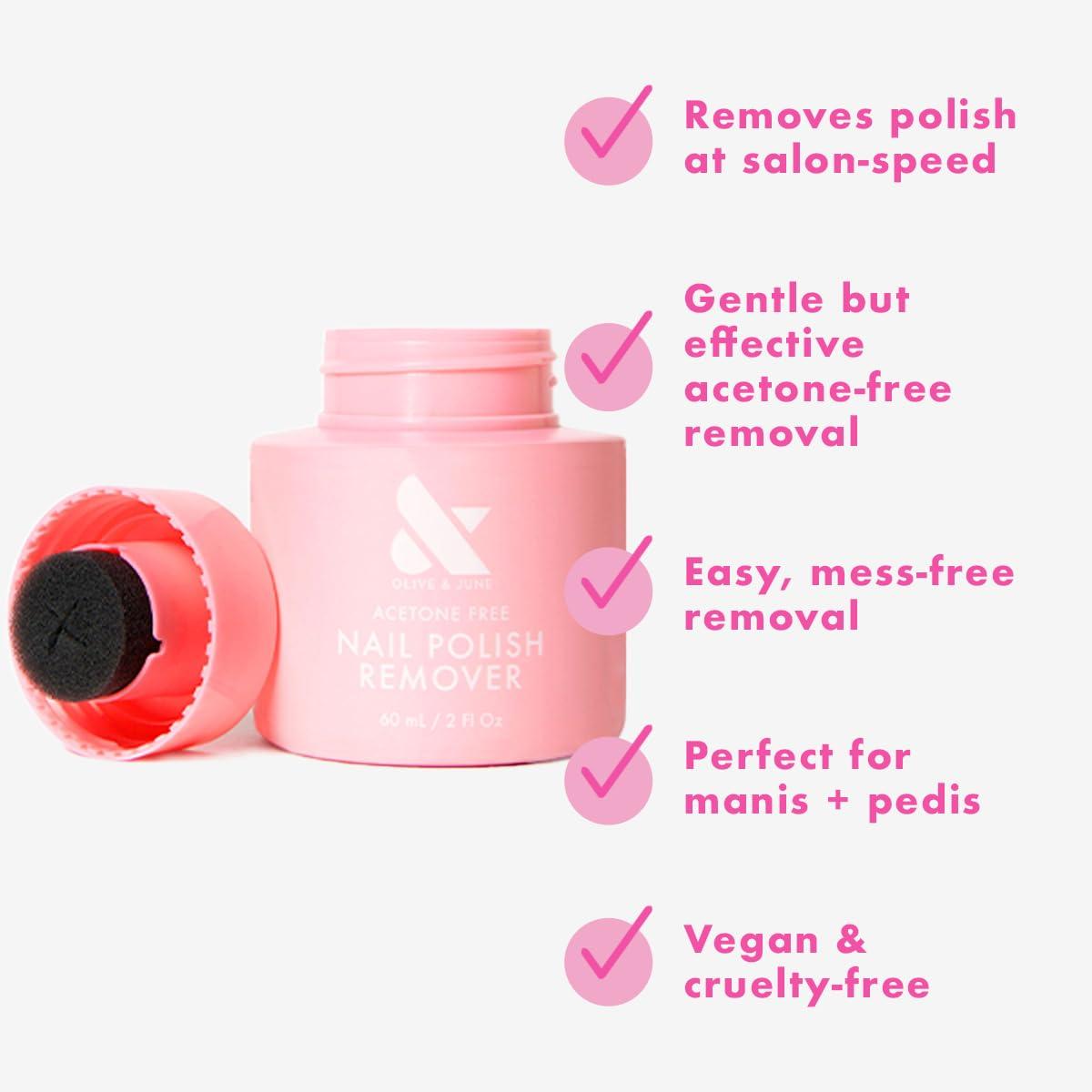 imageOlive ampamp June Polish Remover Pot AcetoneFree Nail Polish Remover with Sponge Lid for Mani Pedi NoMess Gentle ampamp Effective Formula Non Acetone Vegan ampamp CrueltyFree 70mL