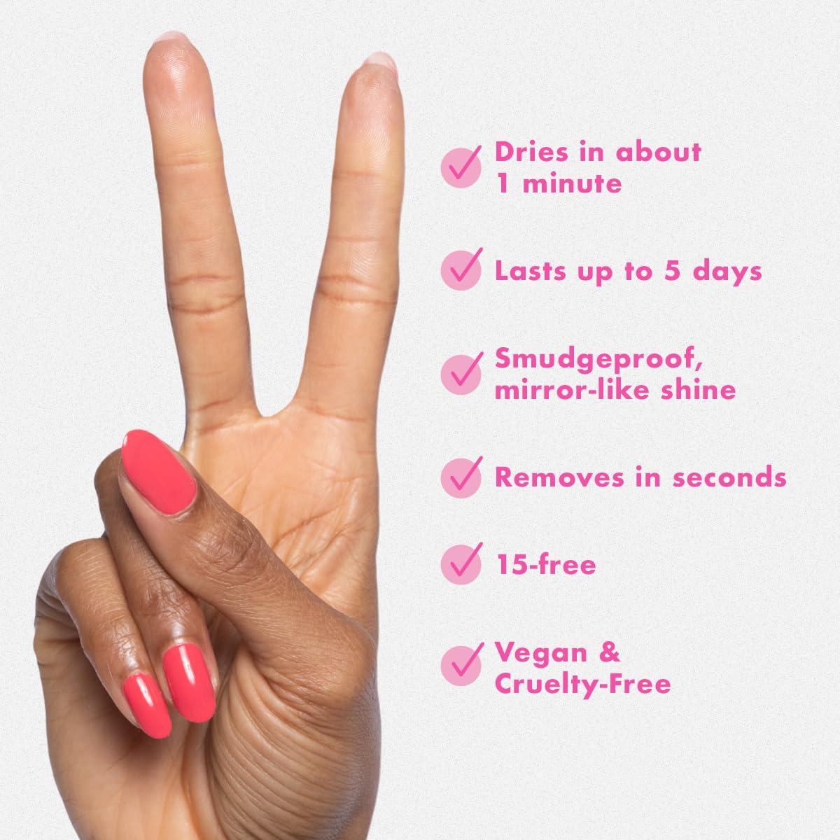 imageOlive ampamp June Quick Dry Nail Polish Instant FastDrying Smudgeproof Color 15free Vegan CrueltyFree Formula Lasts up to 5 Days SalonQuality Manicure Pedicure at HomeEnchanted Violet ShimmerPomodoro