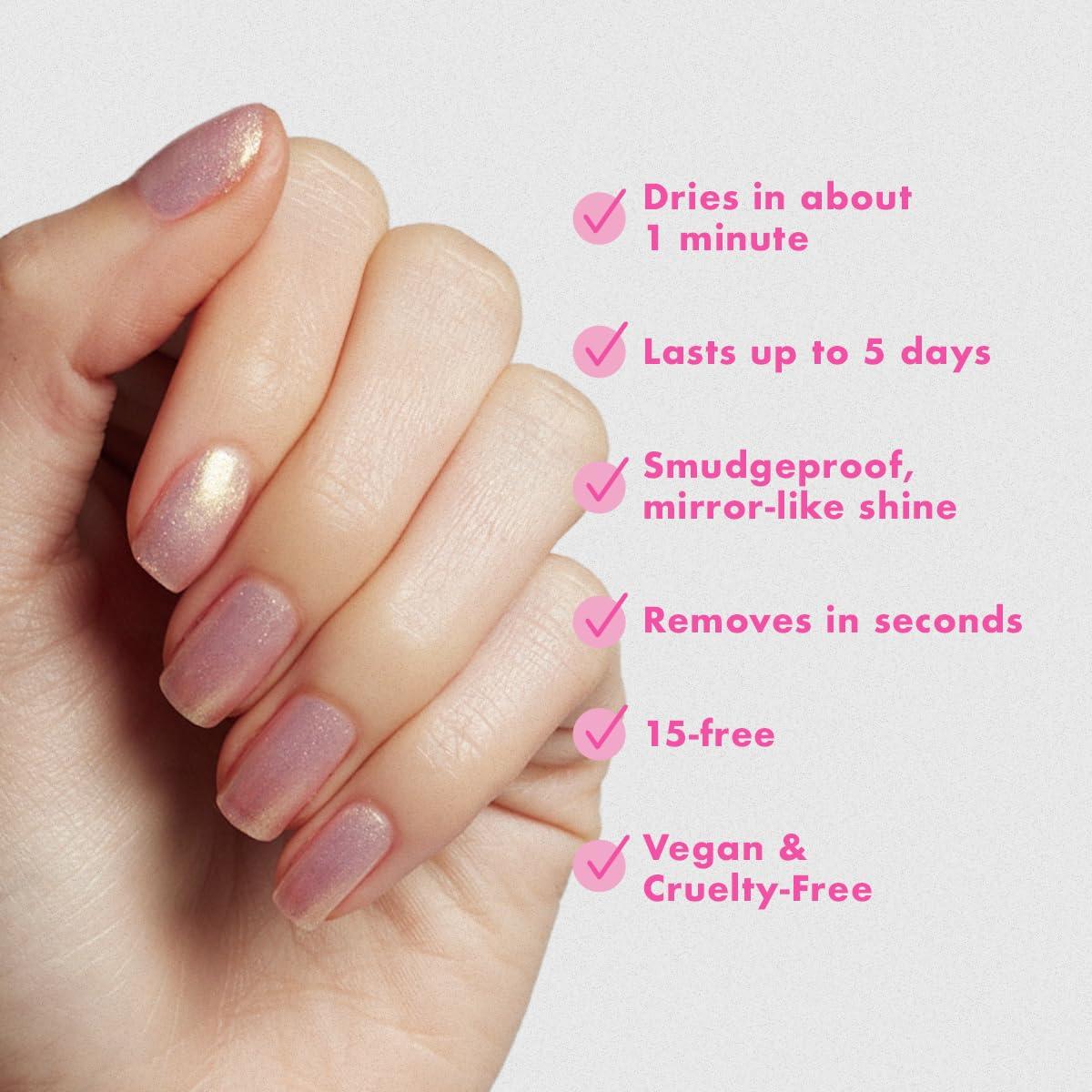 imageOlive ampamp June Quick Dry Nail Polish Instant FastDrying Smudgeproof Color 15free Vegan CrueltyFree Formula Lasts up to 5 Days SalonQuality Manicure Pedicure at HomeEnchanted Violet ShimmerSugarcoat
