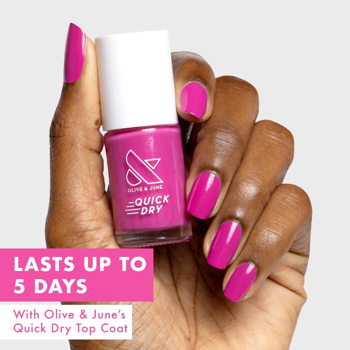 imageOlive ampamp June Quick Dry Nail Polish Instant FastDrying Smudgeproof Color 15free Vegan CrueltyFree Formula Lasts up to 5 Days SalonQuality Manicure Pedicure at HomeEnchanted Violet ShimmerWildest