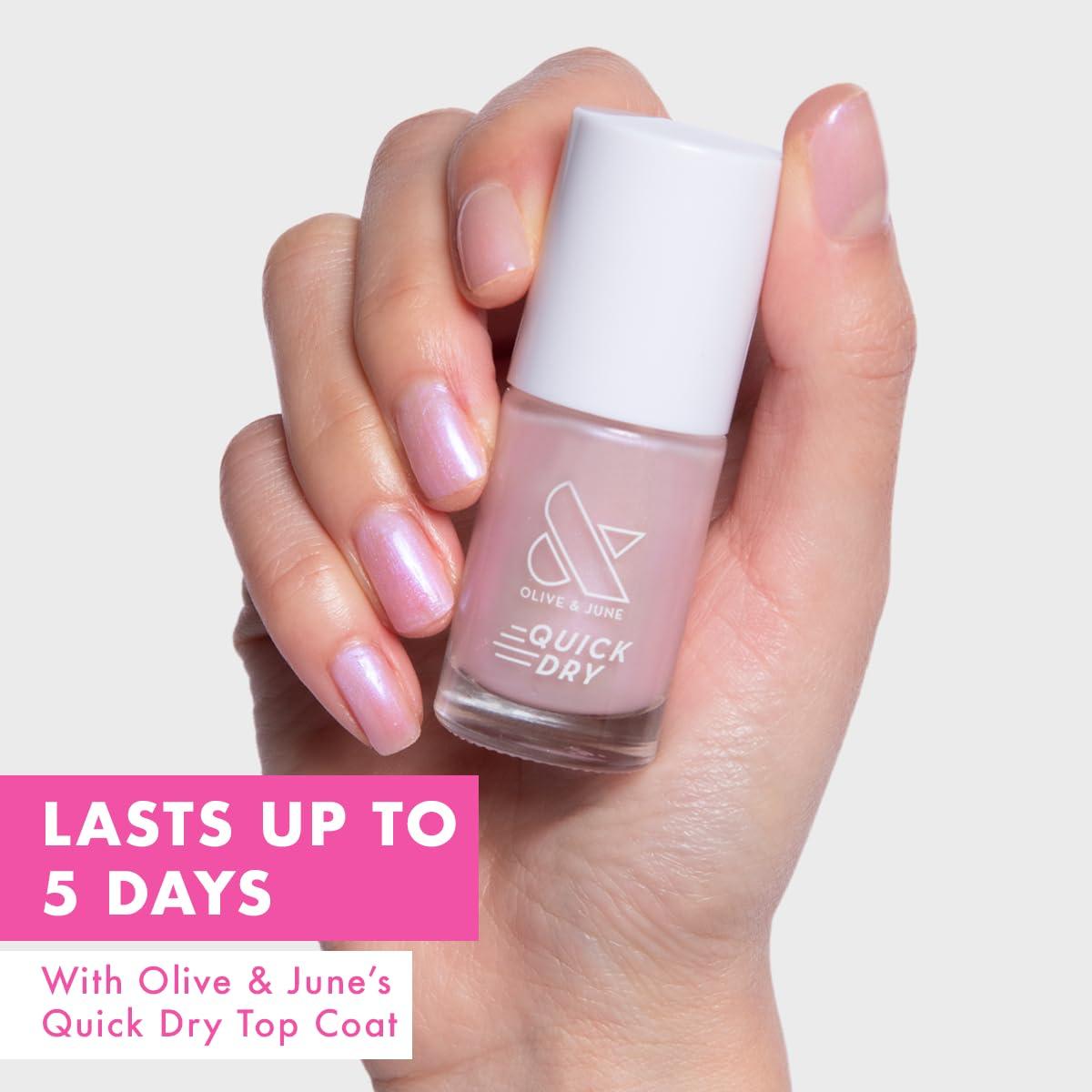 imageOlive ampamp June Quick Dry Nail Polish Instant FastDrying Smudgeproof Color 15free Vegan CrueltyFree Formula Lasts up to 5 Days SalonQuality Manicure Pedicure at HomeEnchanted Violet ShimmerBaroque