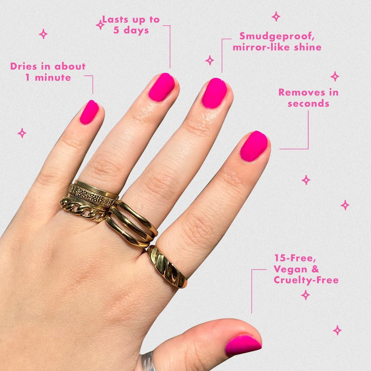 imageOlive ampamp June Quick Dry Nail Polish Instant FastDrying Smudgeproof Color 15free Vegan CrueltyFree Formula Lasts up to 5 Days SalonQuality Manicure Pedicure at HomeEnchanted Violet ShimmerWildest