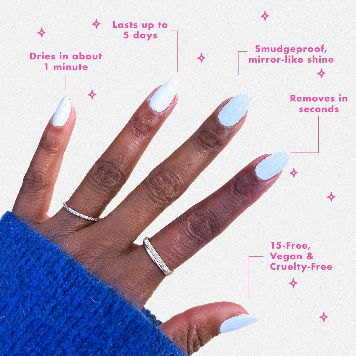 imageOlive ampamp June Quick Dry Nail Polish Instant FastDrying Smudgeproof Color 15free Vegan CrueltyFree Formula Lasts up to 5 Days SalonQuality Manicure Pedicure at HomeEnchanted Violet ShimmerSwan