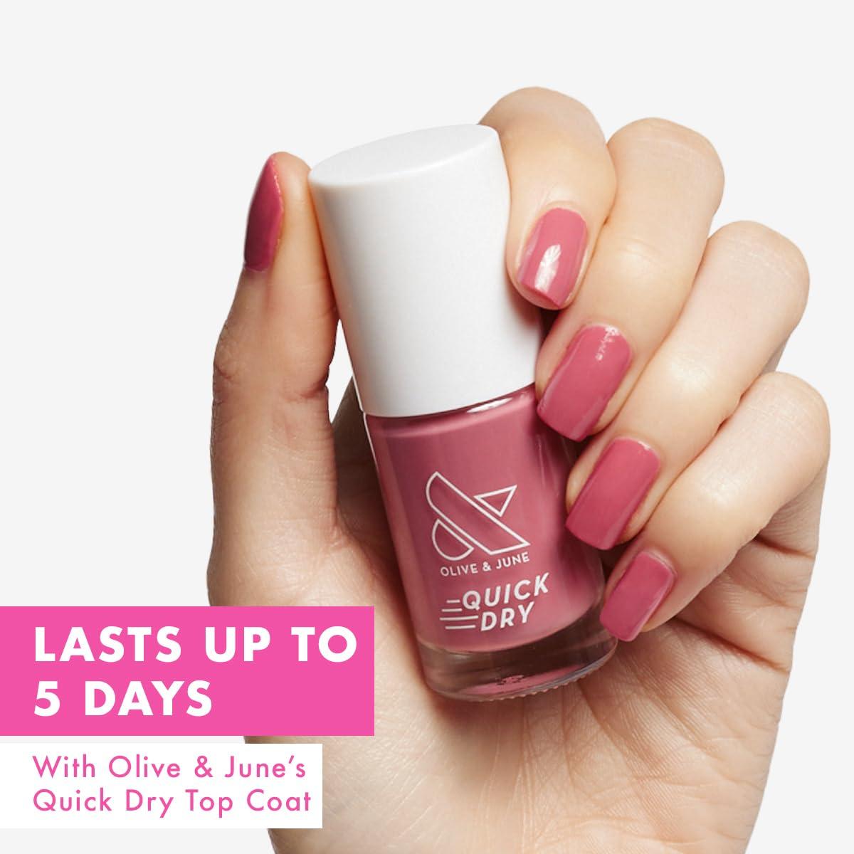 imageOlive ampamp June Quick Dry Nail Polish Instant FastDrying Smudgeproof Color 15free Vegan CrueltyFree Formula Lasts up to 5 Days SalonQuality Manicure Pedicure at HomeEnchanted Violet ShimmerPrimrose