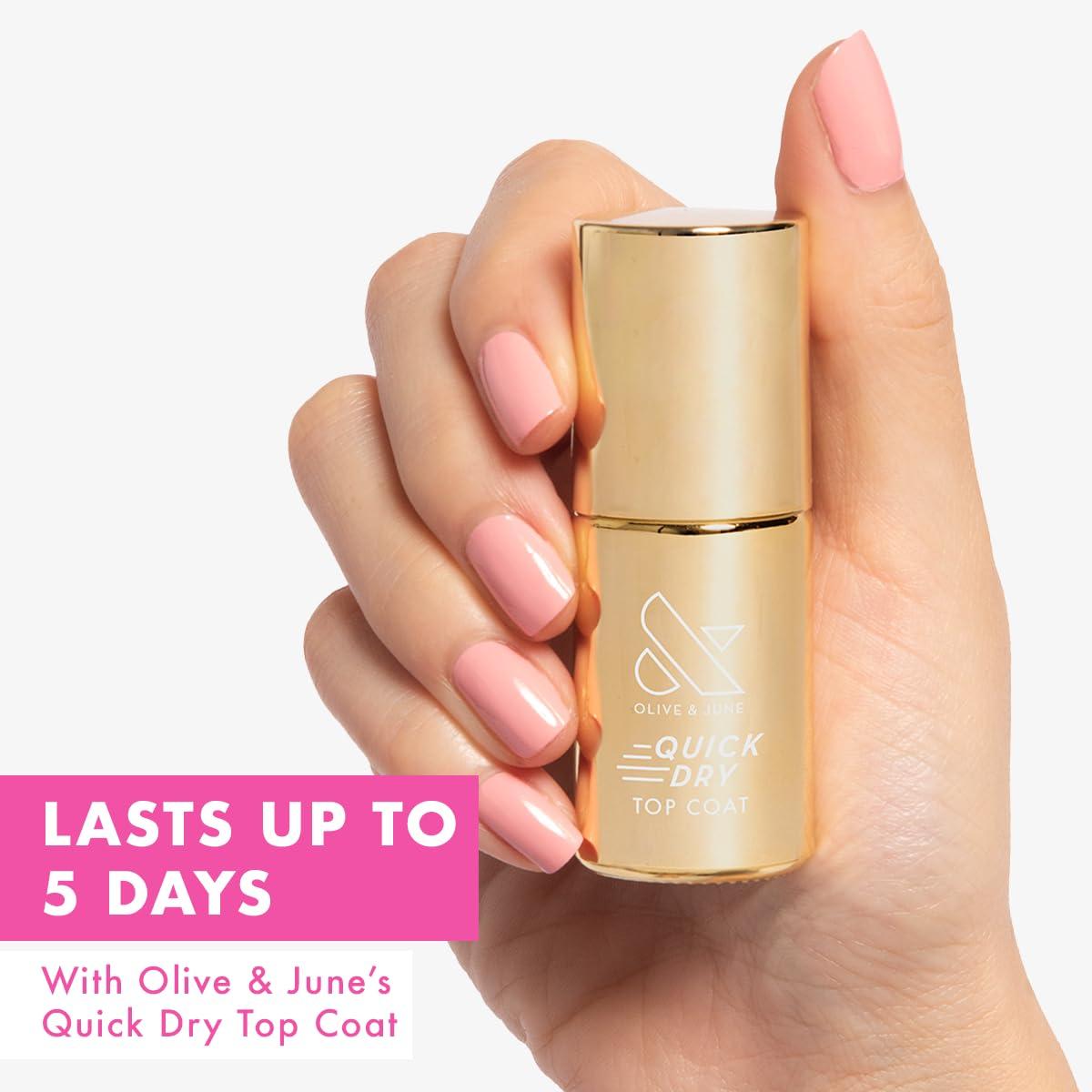 imageOlive ampamp June Quick Dry Nail Polish Instant FastDrying Smudgeproof Color 15free Vegan CrueltyFree Formula Lasts up to 5 Days SalonQuality Manicure Pedicure at Home Quick Dry Top Coat