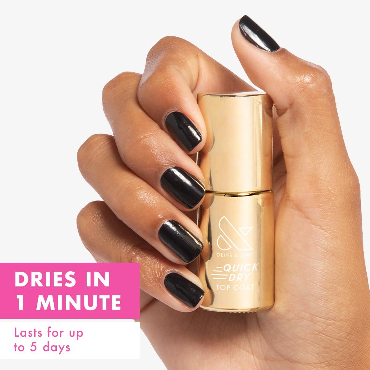 imageOlive ampamp June Quick Dry Nail Polish Instant FastDrying Smudgeproof Color 15free Vegan CrueltyFree Formula Lasts up to 5 Days SalonQuality Manicure Pedicure at Home Quick Dry Top Coat