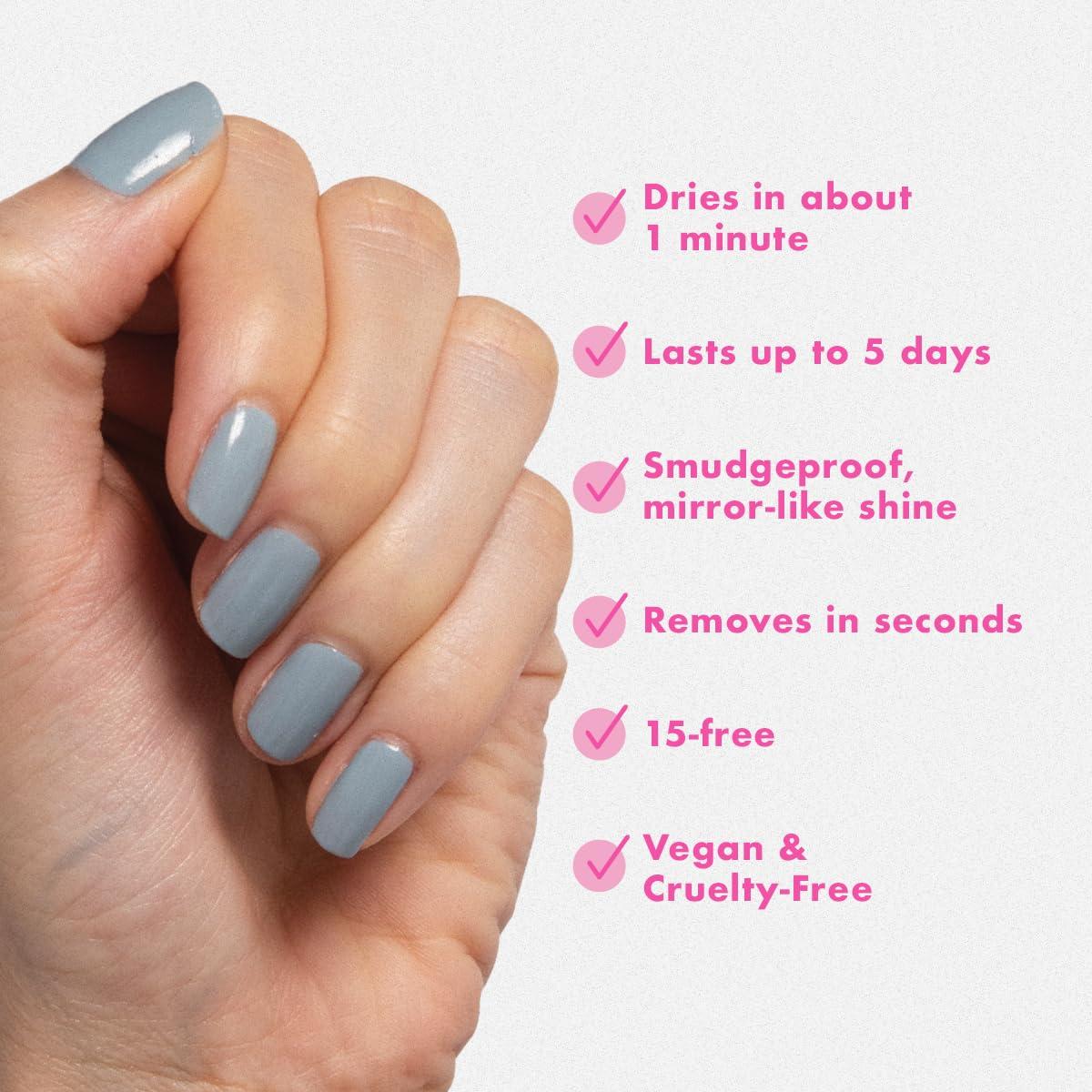 imageOlive ampamp June Quick Dry Nail Polish Instant FastDrying Smudgeproof Color 15free Vegan CrueltyFree Formula Lasts up to 5 Days SalonQuality Manicure Pedicure at HomeEnchanted Violet ShimmerVintage Denim