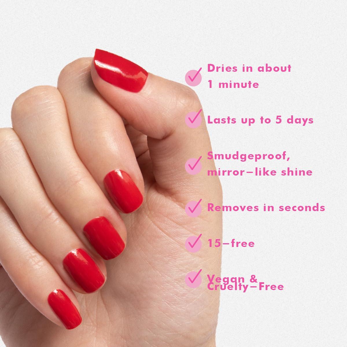 imageOlive ampamp June Quick Dry Nail Polish Instant FastDrying Smudgeproof Color 15free Vegan CrueltyFree Formula Lasts up to 5 Days SalonQuality Manicure Pedicure at HomeEnchanted Violet ShimmerSmooch