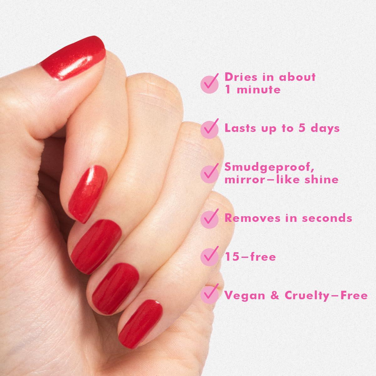 imageOlive ampamp June Quick Dry Nail Polish Instant FastDrying Smudgeproof Color 15free Vegan CrueltyFree Formula Lasts up to 5 Days SalonQuality Manicure Pedicure at HomeEnchanted Violet ShimmerLippy