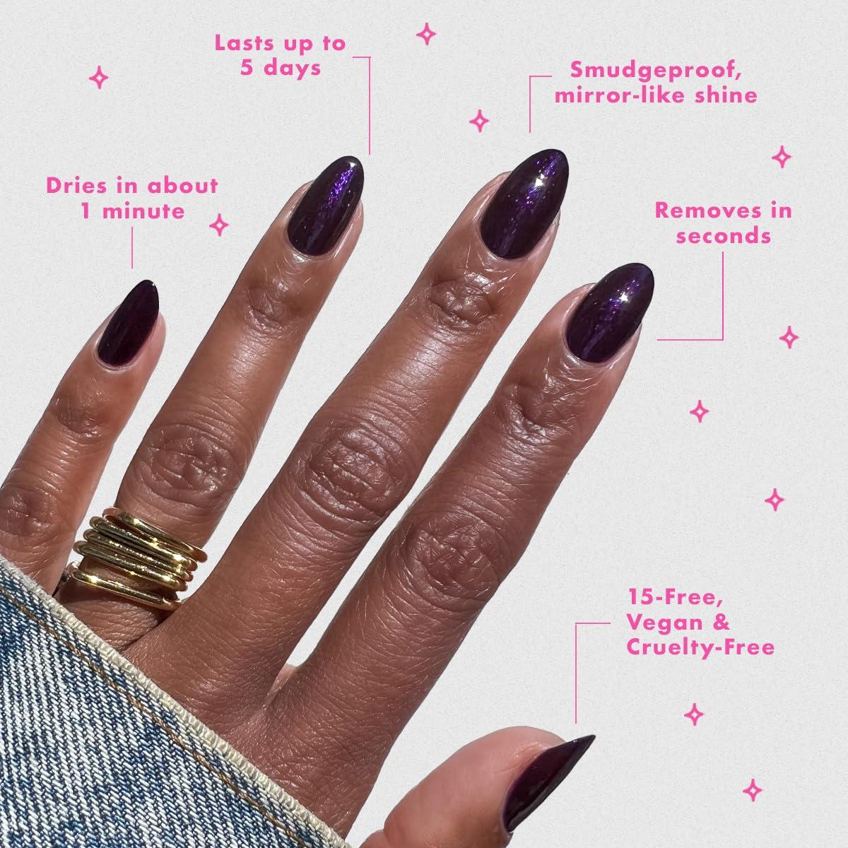 imageOlive ampamp June Quick Dry Nail Polish Instant FastDrying Smudgeproof Color 15free Vegan CrueltyFree Formula Lasts up to 5 Days SalonQuality Manicure Pedicure at HomeEnchanted Violet ShimmerEnchanted
