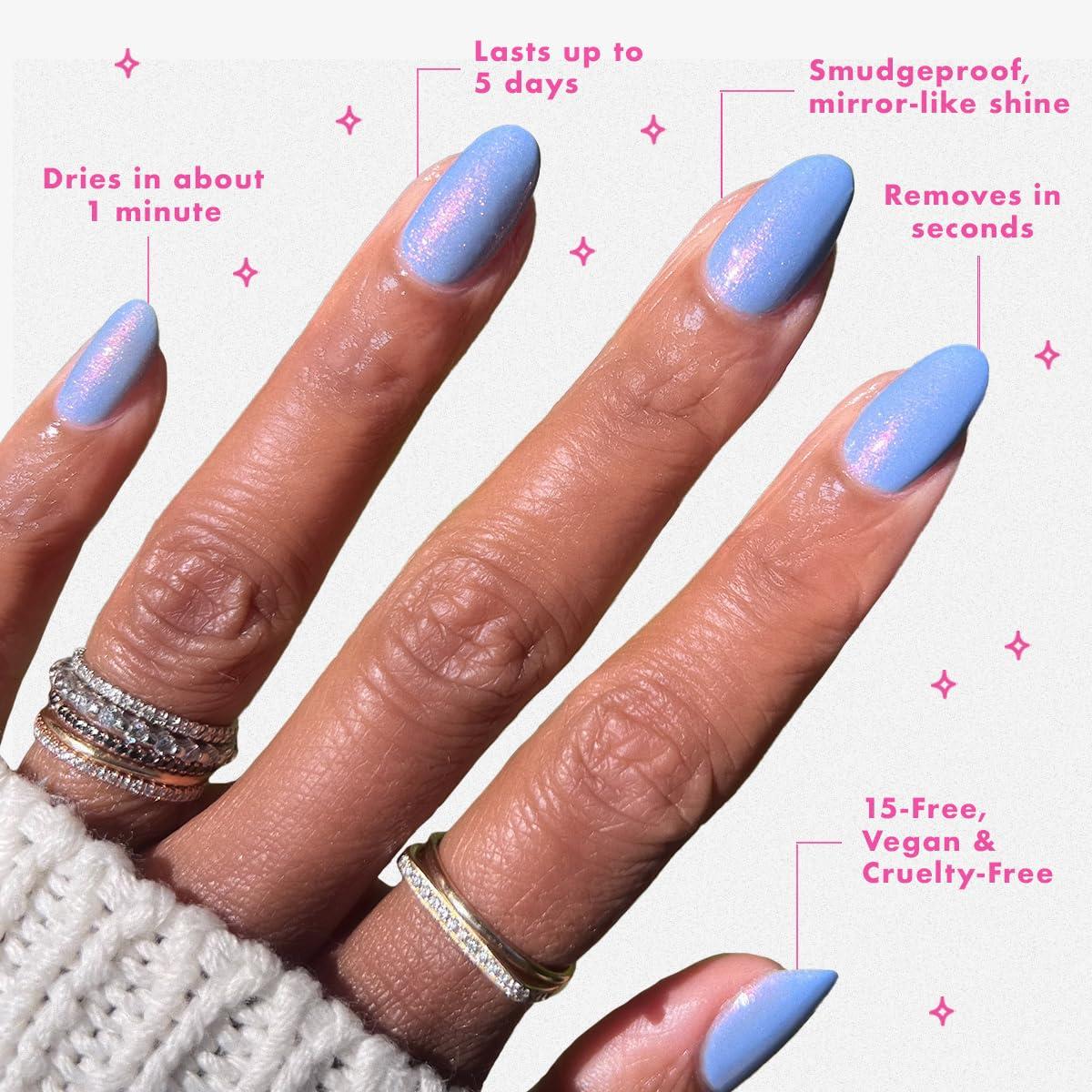 imageOlive ampamp June Quick Dry Nail Polish Instant FastDrying Smudgeproof Color 15free Vegan CrueltyFree Formula Lasts up to 5 Days SalonQuality Manicure Pedicure at HomeEnchanted Violet ShimmerCharming