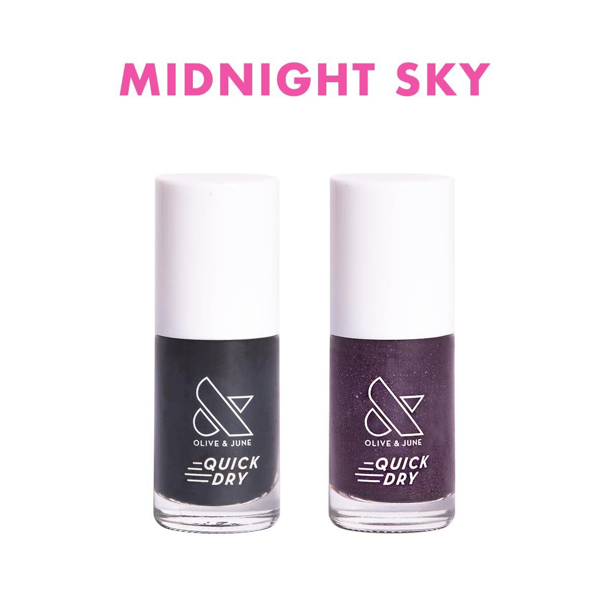 imageOlive ampamp June Quick Dry Nail Polish Instant Smudgeproof Color Lasts up to 5 Days Midnight Sky Enchanted Cateye