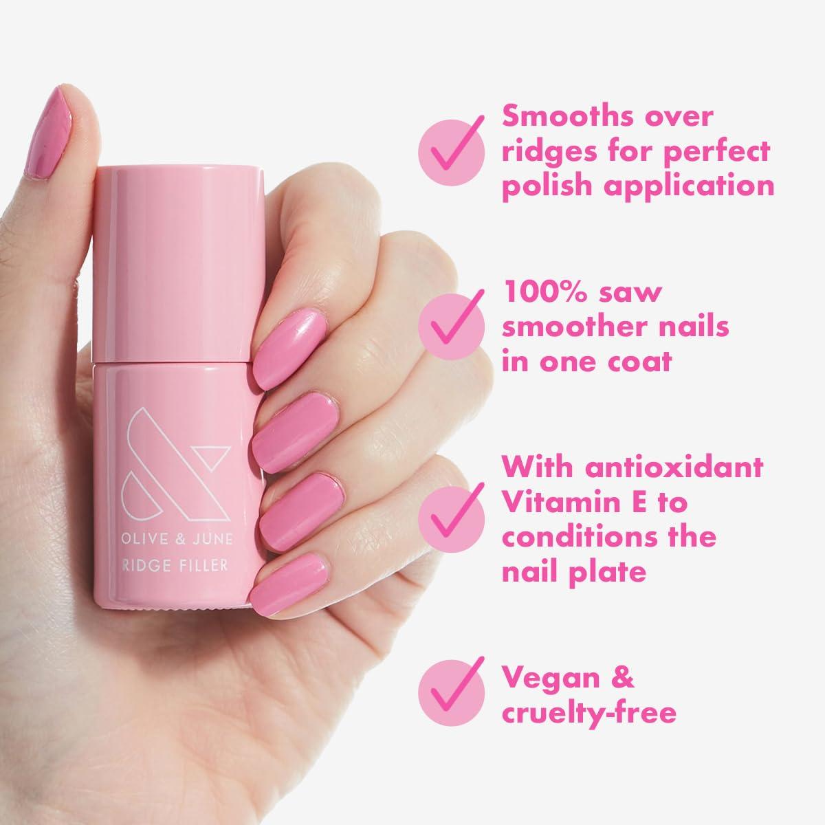 imageOlive ampamp June Ridge Filler Smoothing Nail Base Coat for Ridges Vitamin E ampamp Silica Formula Smooth Flawless Canvas for Polish Vegan ampamp CrueltyFree SalonQuality Mani at Home 046 fl oz