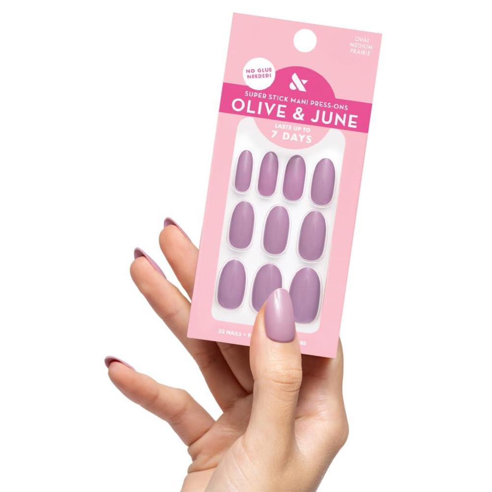 imageOlive ampamp June Classic Super Stick Mani Press On Nails Short Round No Glue Needed 32 Tab Nails in 16 Sizes NonToxic Tabs Easy OnOff NonDamaging Realest Look 7Day Wear Rink Pastel BluePrairie