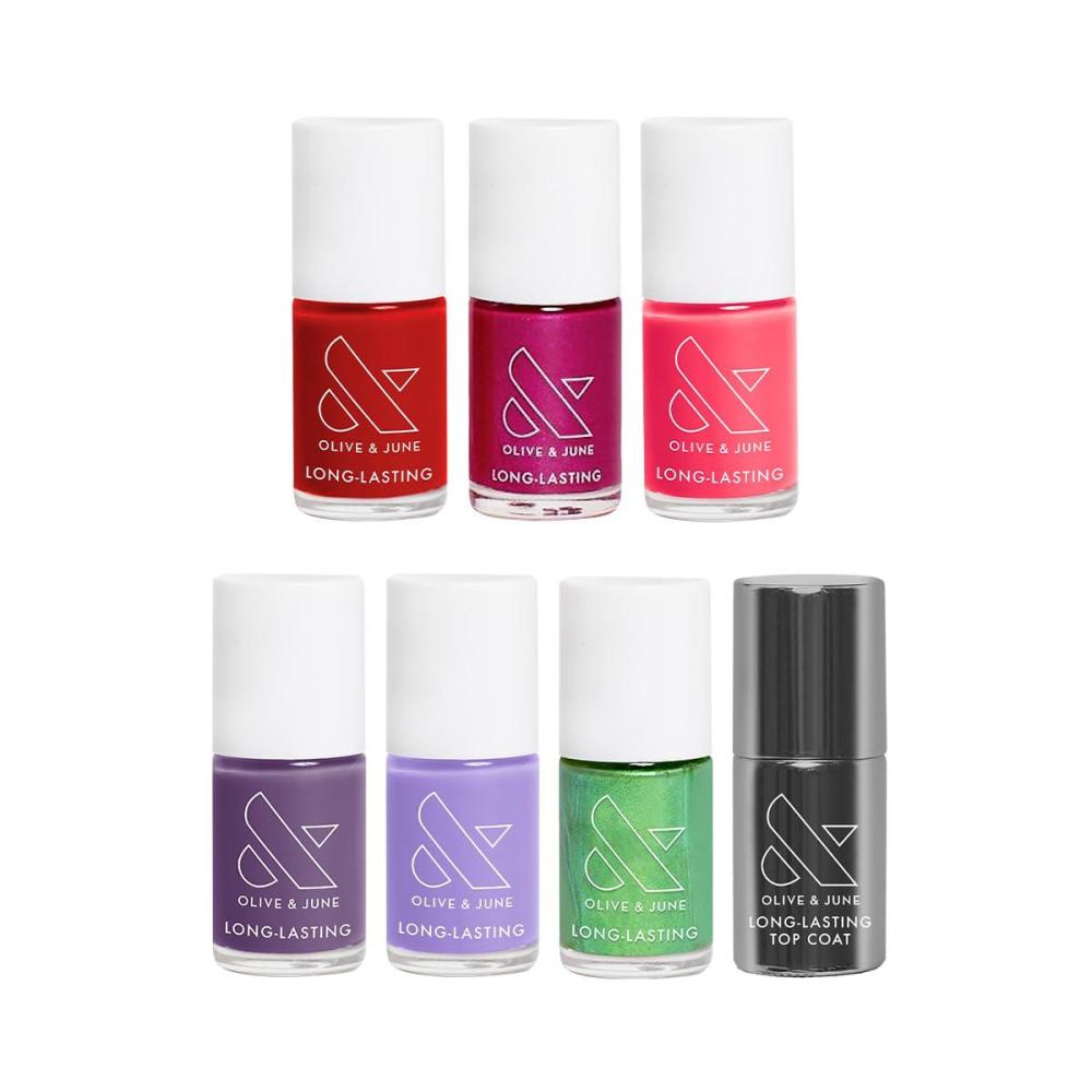 imageOlive ampamp June Long Lasting Nail Polish GelLike Finish No Lamp Needed Lasts up to 10 days SalonQuality Color at Home 15Free Vegan CrueltyFree ChipResistant Shine Social Studies Gunmetal BlueBolds Set