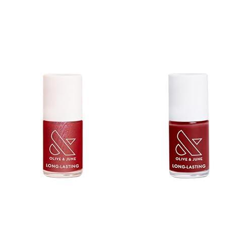 imageOlive ampamp June Long Lasting Nail Polish  No Lamp Needed  Lasts up to 10 days  Cherry Shimmer  Ruby Shimmer  Cozy Up