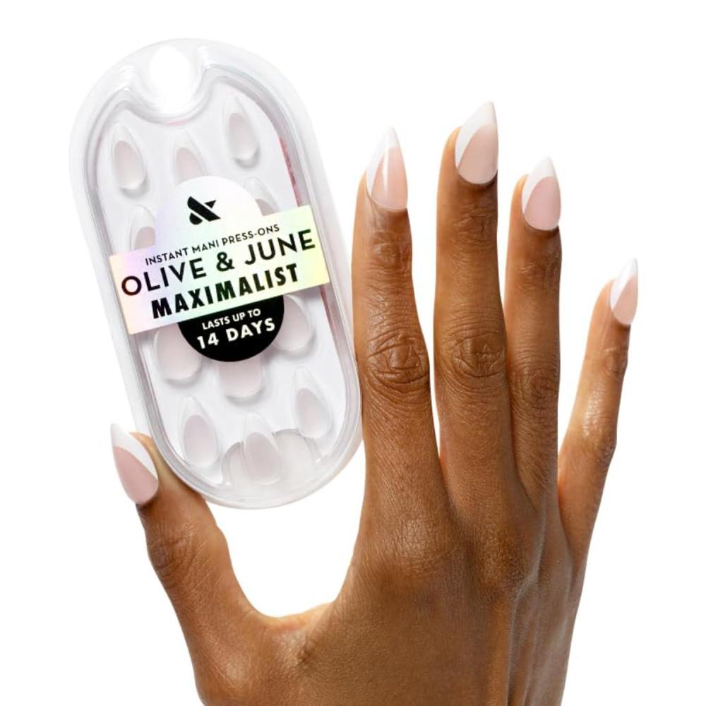 imageOlive ampamp June Mani Maximalist Instant PressOn Nails Glue Medium Stiletto 42 Fake Nails 21 Sizes NonToxic LongLasting Big Bold Gorgeous Realistic Look SalonQuality at Home Sharp FrenchSharp French