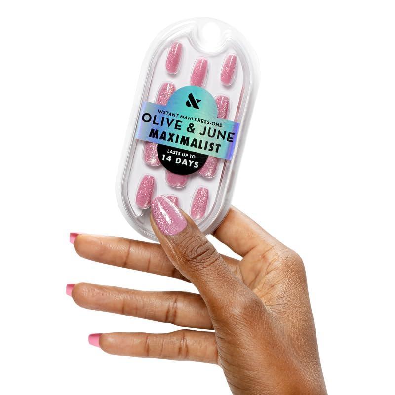 imageOlive ampamp June Mani Maximalist Instant PressOn Nails  Glue Medium Stiletto  42 Fake Nails 21 Sizes  NonToxic LongLasting Big Bold Gorgeous Realistic Look  SalonQuality at Home  Sharp FrenchRose Velvet