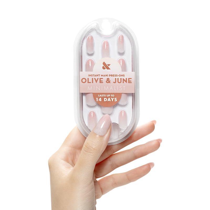 imageOlive ampamp June Mani Minimalist Instant PressOn Nails Glue Medium Oval 42 Fake Nails 21 Sizes NonToxic LongLasting BarelyThere Look SalonQuality at Home Rose Gradient ShimmerRose Gradient Shimmer