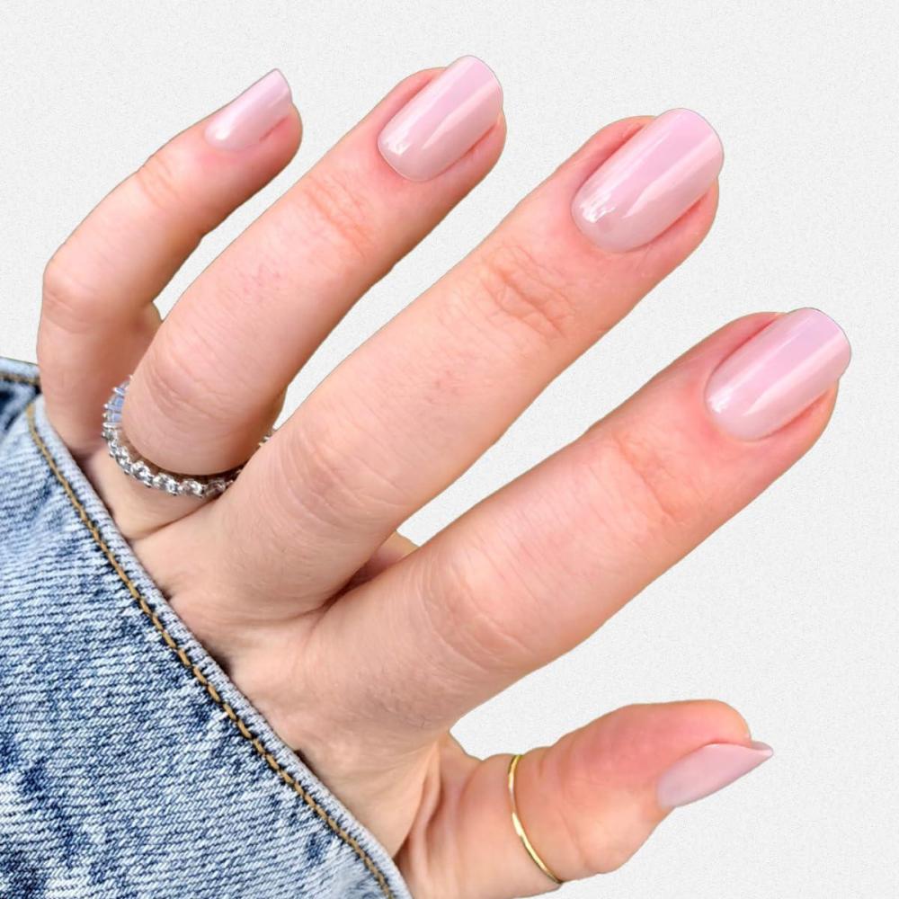 imageOlive ampamp June Mani Minimalist Instant PressOn Nails Glue Medium Oval 42 Fake Nails 21 Sizes NonToxic LongLasting BarelyThere Look SalonQuality at Home Rose Gradient ShimmerCDJ Syrup Gradient