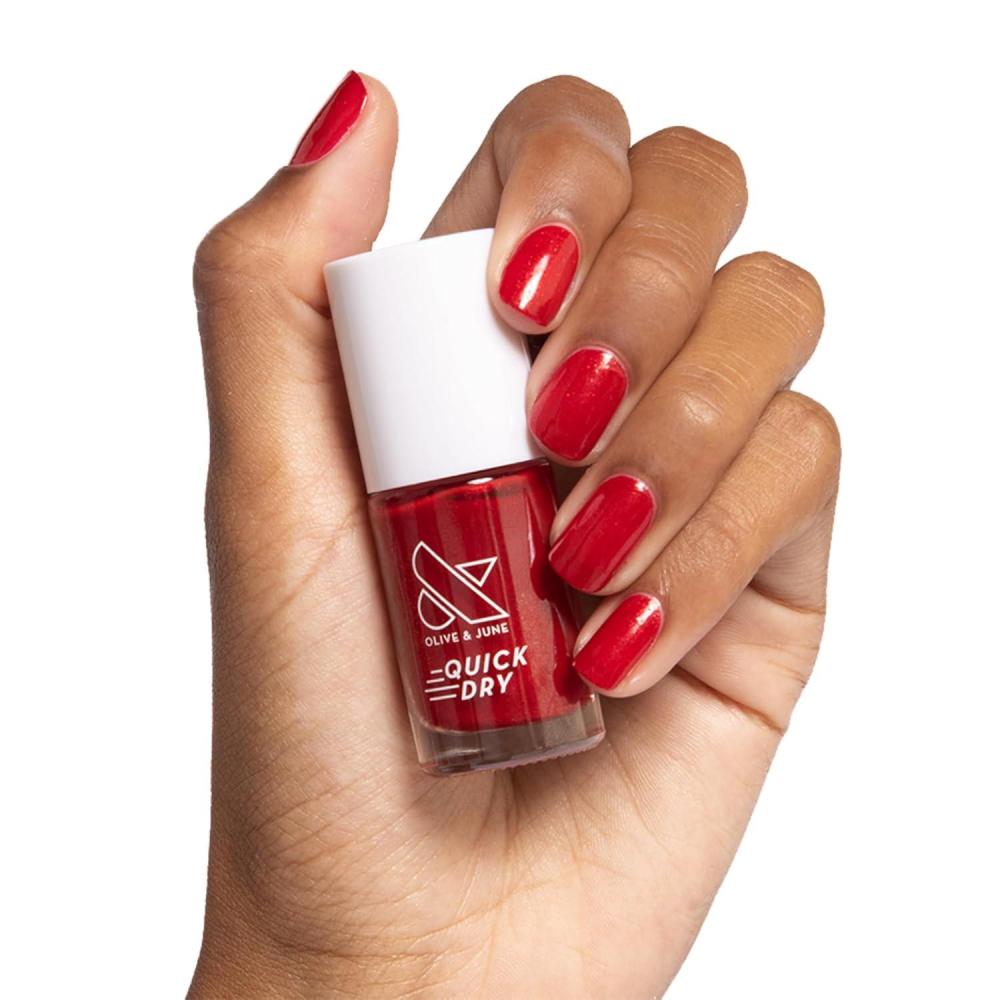imageOlive ampamp June Quick Dry Nail Polish  Instant FastDrying Smudgeproof Color  15free Vegan CrueltyFree Formula  Lasts up to 5 Days  SalonQuality Manicure Pedicure at HomeEnchanted Violet ShimmerLippy