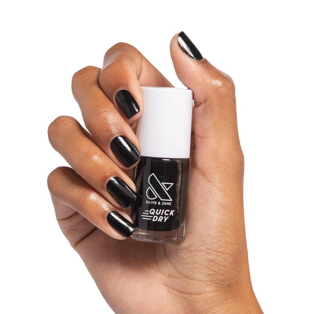 imageOlive ampamp June Quick Dry Nail Polish Instant FastDrying Smudgeproof Color 15free Vegan CrueltyFree Formula Lasts up to 5 Days SalonQuality Manicure Pedicure at HomeEnchanted Violet ShimmerCateye