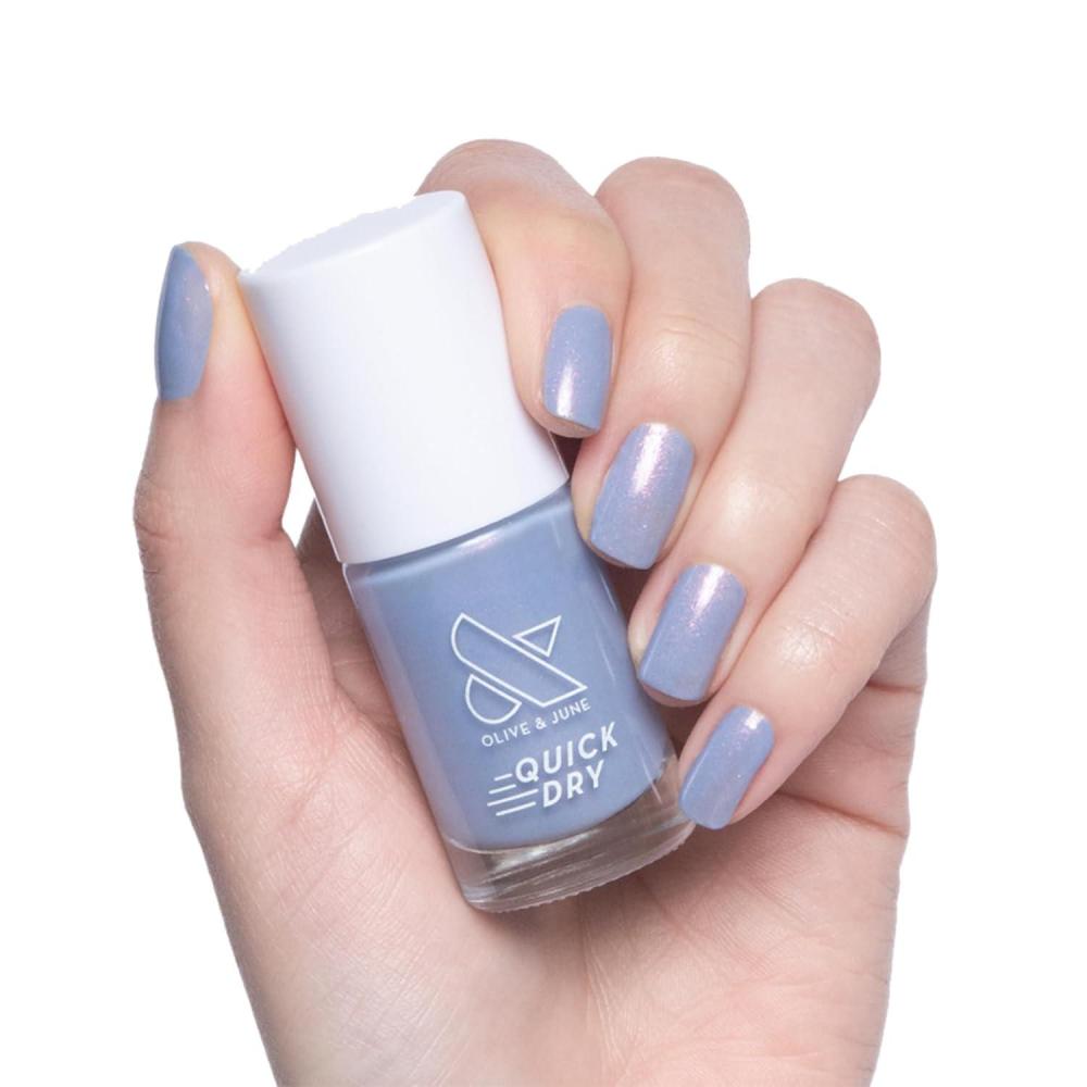 imageOlive ampamp June Quick Dry Nail Polish Instant FastDrying Smudgeproof Color 15free Vegan CrueltyFree Formula Lasts up to 5 Days SalonQuality Manicure Pedicure at HomeEnchanted Violet ShimmerCharming