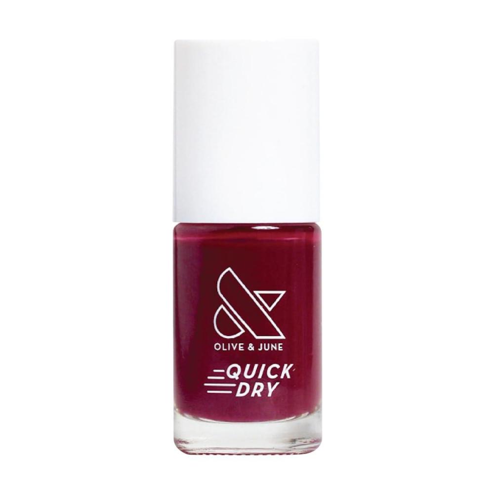 imageOlive ampamp June Quick Dry Nail Polish Instant FastDrying Smudgeproof Color 15free Vegan CrueltyFree Formula Lasts up to 5 Days SalonQuality Manicure Pedicure at HomeEnchanted Violet ShimmerCabernet