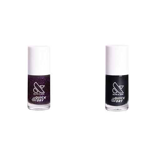 imageOlive ampamp June Quick Dry Nail Polish Instant Smudgeproof Color Lasts up to 5 Days Midnight Sky Enchanted Cateye