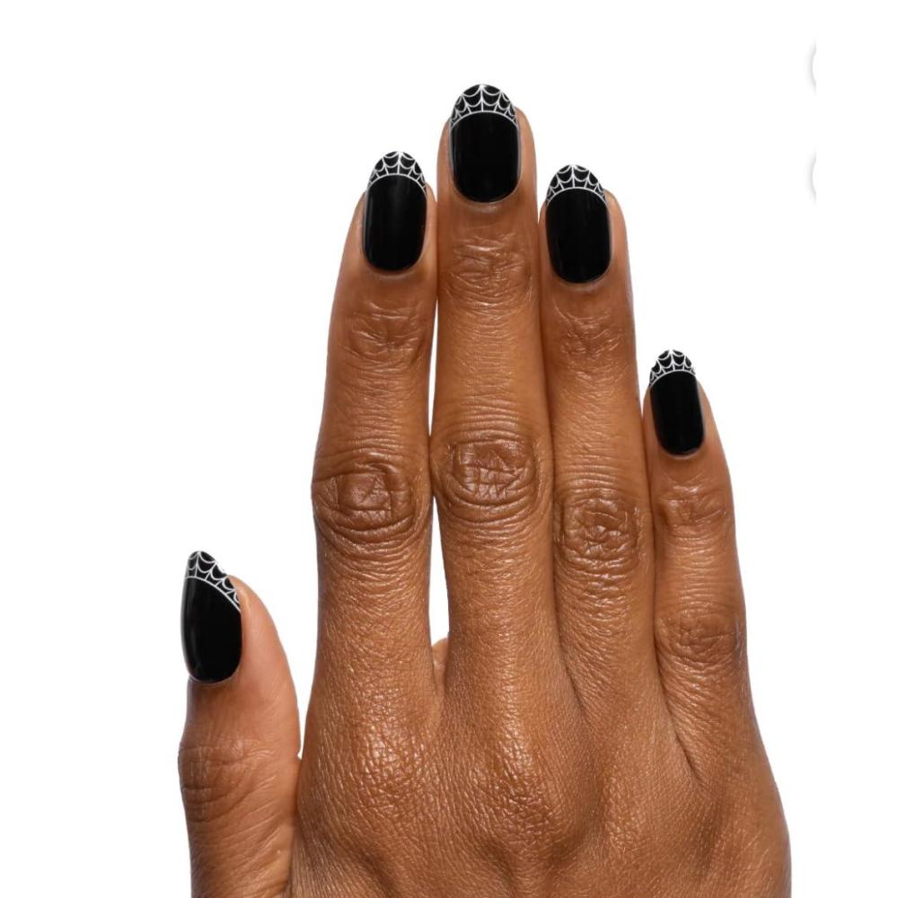 imageOlive ampamp June Super Stick Mani PressOn Nails  Short Round No Glue Needed  32 Tab Nails 16 Sizes Last Up To 7 Days NonToxic Easy OnOff NonDamaging  Halloween Boogie BonesSpiderweb French