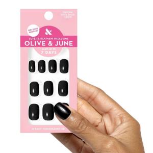 Olive & June Classic Super Stick Mani Press On Nails | Short, Round | No Glue Needed | 32 Tab Nails in 16 Sizes | Non-Toxic Tabs Easy On-Off Non-Damaging Realest Look | 7-Day Wear | Rink Pastel Blue(Cateye)