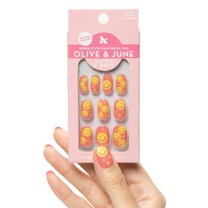 Olive & June Classic Super Stick Mani Press On Nails | Short, Round | No Glue Needed | 32 Tab Nails in 16 Sizes | Non-Toxic Tabs Easy On-Off Non-Damaging Realest Look | 7-Day Wear | Rink Pastel Blue(Happy All Over)