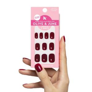 Olive & June Classic Super Stick Mani Press On Nails | Short, Round | No Glue Needed | 32 Tab Nails in 16 Sizes | Non-Toxic Tabs Easy On-Off Non-Damaging Realest Look | 7-Day Wear | Rink Pastel Blue(Mulberry)