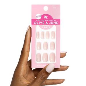 Olive & June Classic Super Stick Mani Press On Nails | Short, Round | No Glue Needed | 32 Tab Nails in 16 Sizes | Non-Toxic Tabs Easy On-Off Non-Damaging Realest Look | 7-Day Wear | Rink Pastel Blue(Tutu)