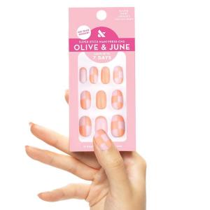 Olive & June Classic Super Stick Mani Press On Nails | Short, Round | No Glue Needed | 32 Tab Nails in 16 Sizes | Non-Toxic Tabs Easy On-Off Non-Damaging Realest Look | 7-Day Wear | Rink Pastel Blue(Sherbert Checker Party)