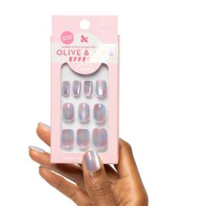 Olive & June Effects Super Stick Mani Press On Nails | Extra Short Squoval | No Glue Needed | 32 Tab Nails in 16 Sizes | Non-Toxic Tabs | Easy On-Off Non-Damaging Real Look | 7-Day Wear | Fairy Velvet(Fairy Velvet)
