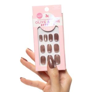 Olive & June Effects Super Stick Mani Press On Nails | Extra Short Squoval | No Glue Needed | 32 Tab Nails in 16 Sizes | Non-Toxic Tabs | Easy On-Off Non-Damaging Real Look | 7-Day Wear | Fairy Velvet(Shacket Velvet)