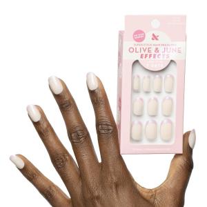 Olive & June Effects Super Stick Mani Press On Nails | Extra Short Squoval | No Glue Needed | 32 Tab Nails in 16 Sizes | Non-Toxic Tabs | Easy On-Off Non-Damaging Real Look | 7-Day Wear | Fairy Velvet(Glazed French)