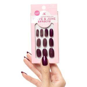 Olive & June Effects Super Stick Mani Press On Nails | Extra Short Squoval | No Glue Needed | 32 Tab Nails in 16 Sizes | Non-Toxic Tabs | Easy On-Off Non-Damaging Real Look | 7-Day Wear | Fairy Velvet(Plaza Shimmer)