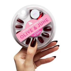 Olive & June Instant Mani Press On Nails (Glue) | 42 Fake Nails, 21 Sizes | Non-Toxic, Long-Lasting | Recycled Materials | Realistic Look(Obsessed Velvet)