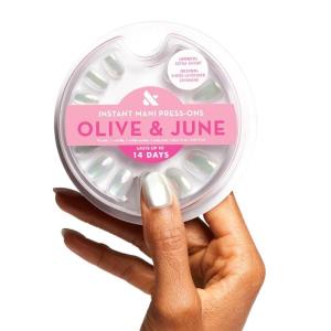 Olive & June Instant Mani Press On Nails (Glue) | 42 Fake Nails, 21 Sizes | Non-Toxic, Long-Lasting | Recycled Materials | Realistic Look(Sheer Lavender Shimmer)