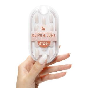 Olive & June Mani Minimalist Instant Press-On Nails | (Glue) Medium Oval, 42 Fake Nails, 21 Sizes | Non-Toxic, Long-Lasting Barely-There Look Salon-Quality at Home | Rose Gradient Shimmer(Pure White Syrup Gradient)